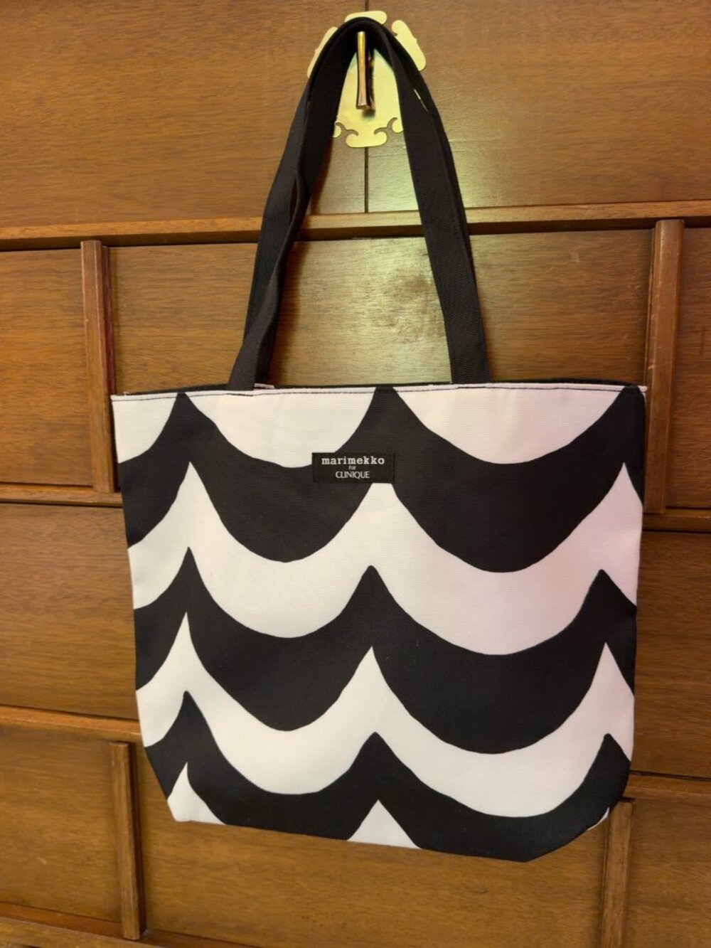 Marimekko for Clinique Black White Wave Print Tote Bag